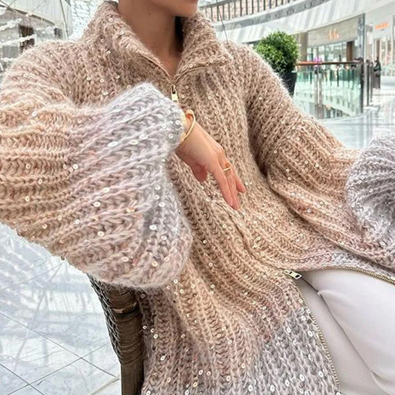 Manteau Tricoté Style Occidental