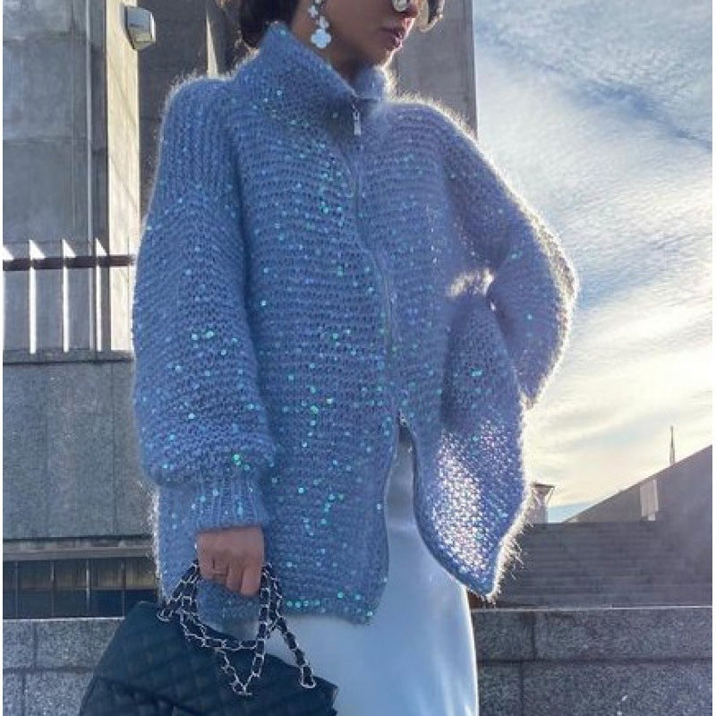 Manteau Tricoté Style Occidental