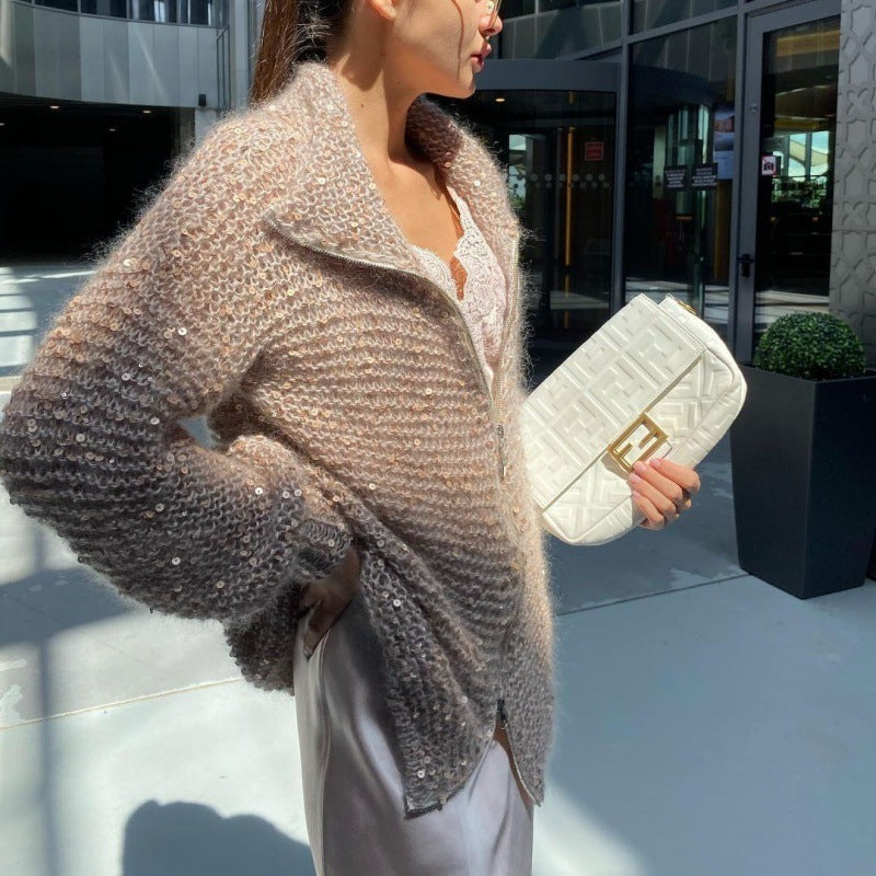 Manteau Tricoté Style Occidental