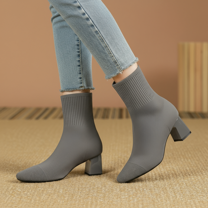 Bottes Chaussettes Tricotées à Talon Large